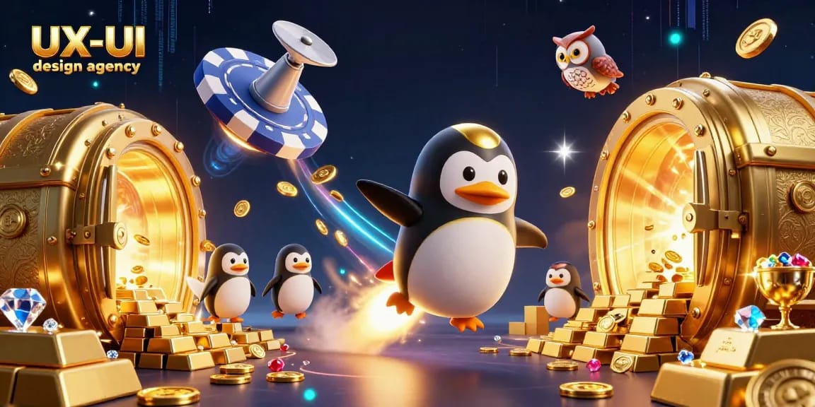 Experience the exciting journey of a UX/UI design agency through animated casino-themed illustration.