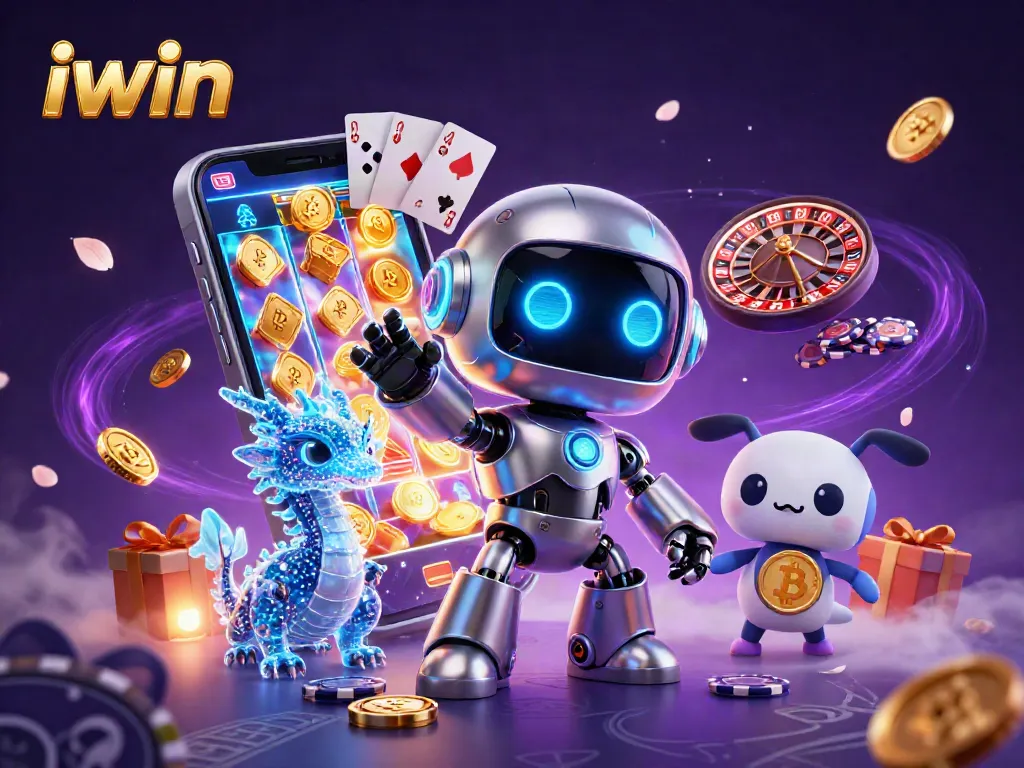 Spin to win with iwin in a vibrant, immersive 3D casino scene featuring dynamic game elements.