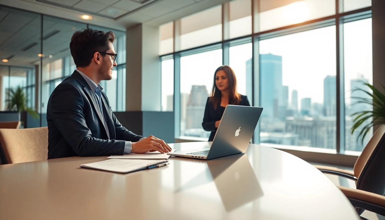 Headhunter Schweiz im modernen Büro, professionell tätig und Kandidaten beraten.