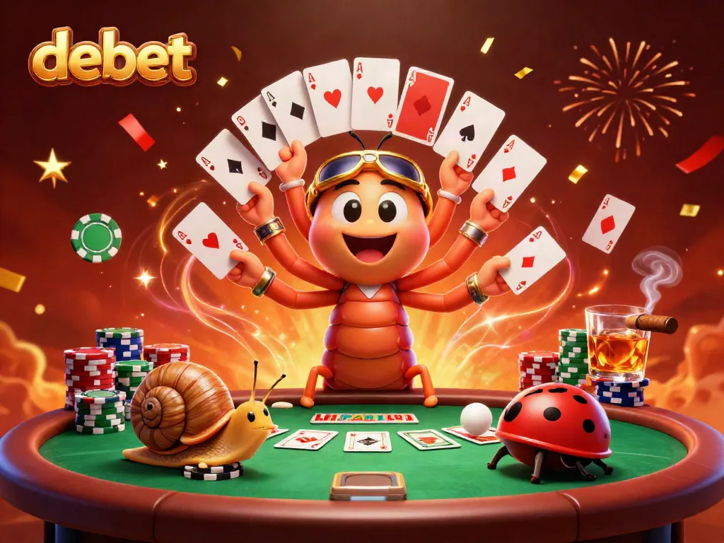 Experience thrilling poker action with debet's animated dealer and exciting chip stacks.