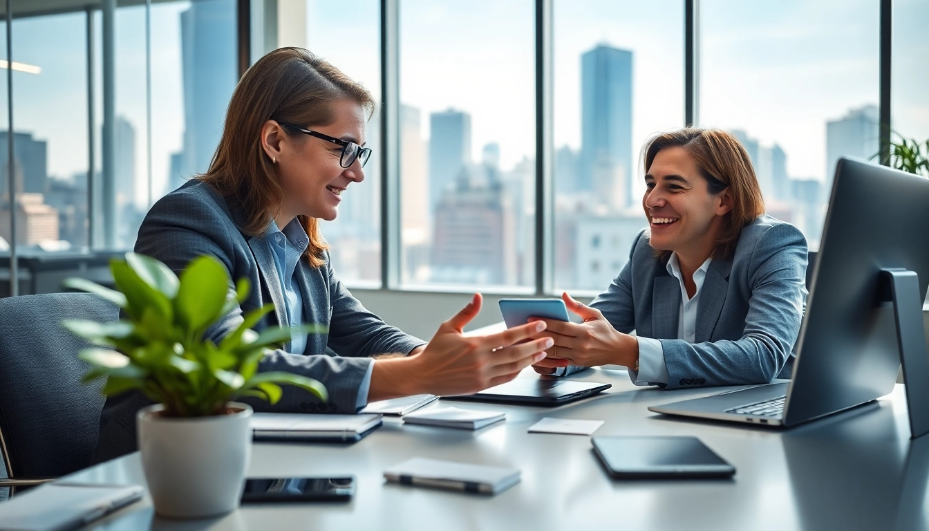 Headhunter Schweiz bei der Beratung von Klienten in modernem Büroumfeld.