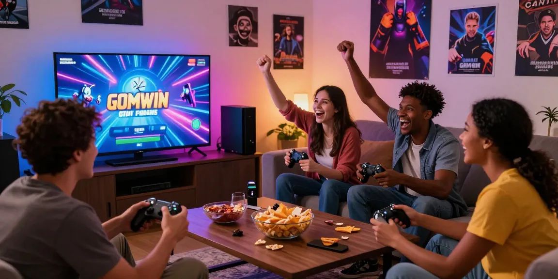 Gathered friends enjoying GEMWIN gaming experience at home, immersing in fun games at https://gemwin.pics/.