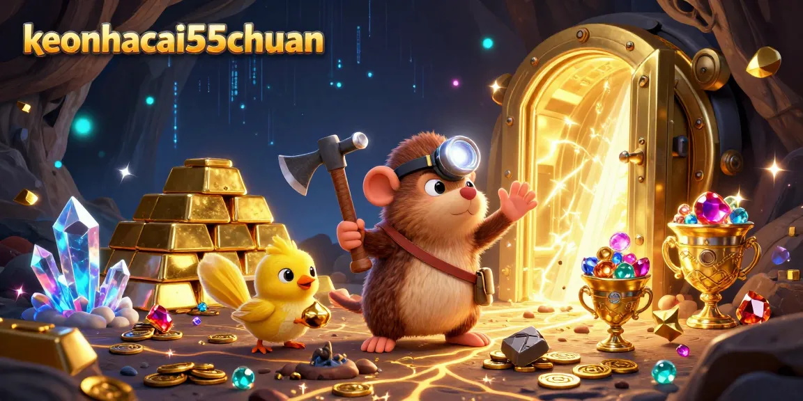 Experience keonhacai55chuan's thrilling treasures in this vibrant casino scene full of gems and gold.