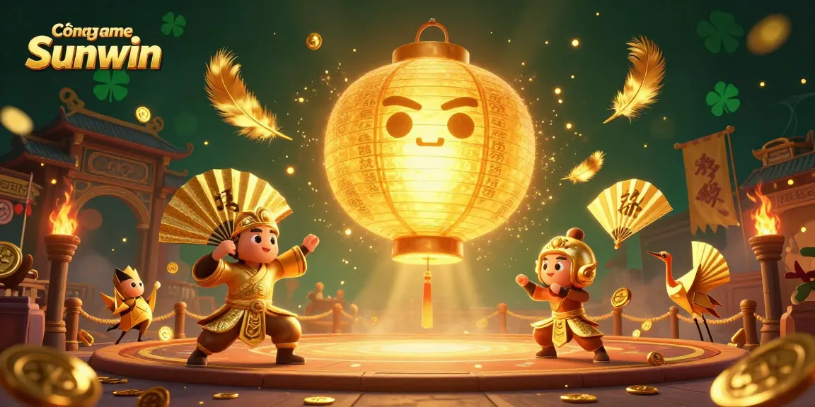 Cổng game Sunwin showcases a vibrant casino scene with a glowing spirit and dynamic gaming elements.