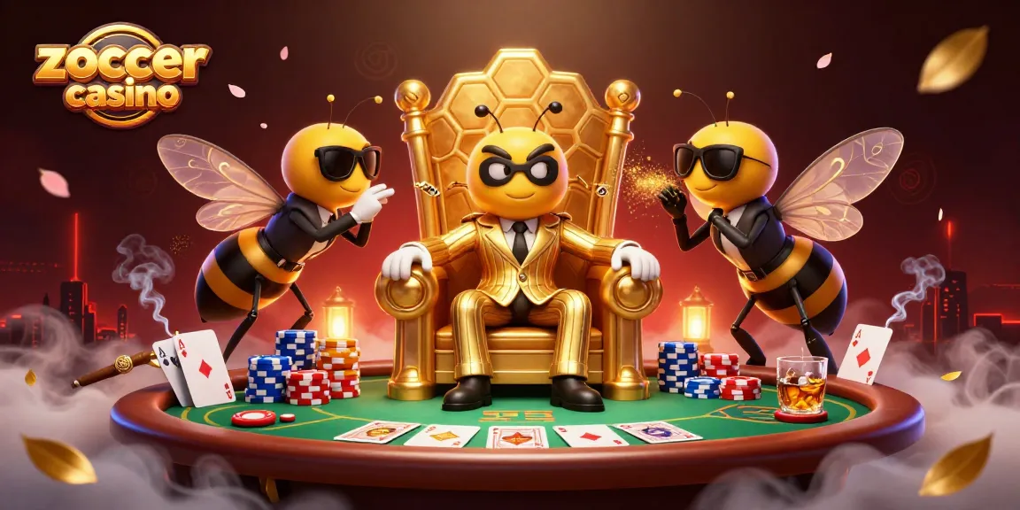 Engage with zoccer casino in an animated illustration featuring gaming tables and vibrant characters.