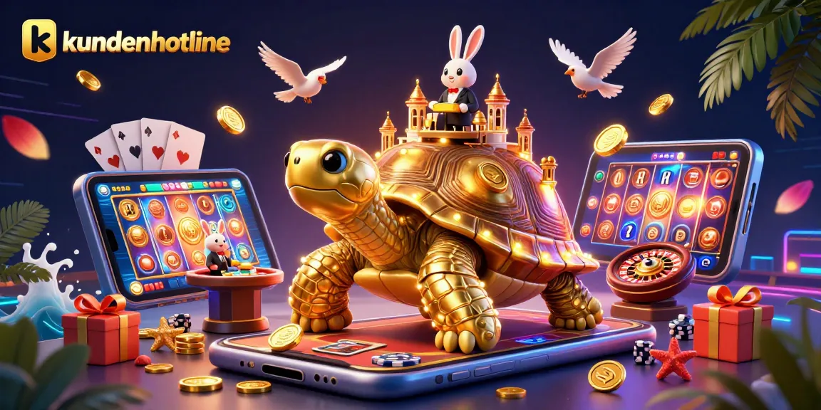Kundenhotline verbindet Spieler mit virtuellen Casinos, während eine goldene Schildkröte den beliebten Tischspiel-Spaß bietet.