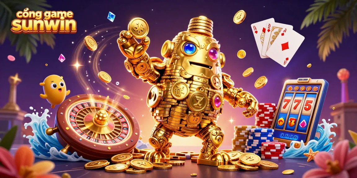Experience the thrill of cổng game sunwin with this vibrant 3D illustration showcasing dynamic casino elements.